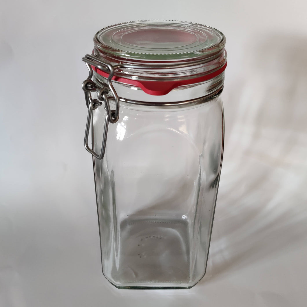 Clip-top jar with red rubber gasket and galvanized steel size 1150mlml